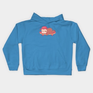 Cute Lazy Sloth Chillin On Skateboard Kids Hoodie